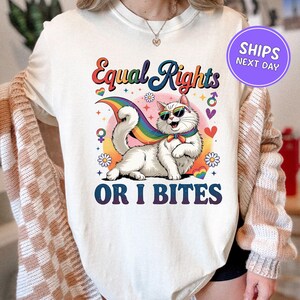 LGBT Cat Equal Rights or I Bites Comfort Colors Equality Shirt Equality Cat Tee Pride and Equaliy Shirt LGBTQ T-Shirt Pride Tee Rainbow Tee