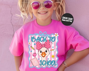 Kids Comfort Colors Back to School Shirt Funny Goose First day of School Shirt School is Back T-Shirt Kids School Tee Silly Goose Shirts