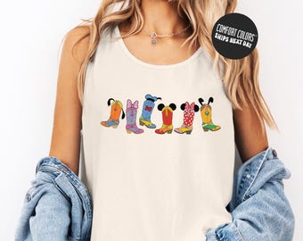 Disney Wild West Jersey Tank Top Mickey Ears Western Boots Comfort Colors Shirt Disney Toy Story Tee Disneyland Youth Shirt