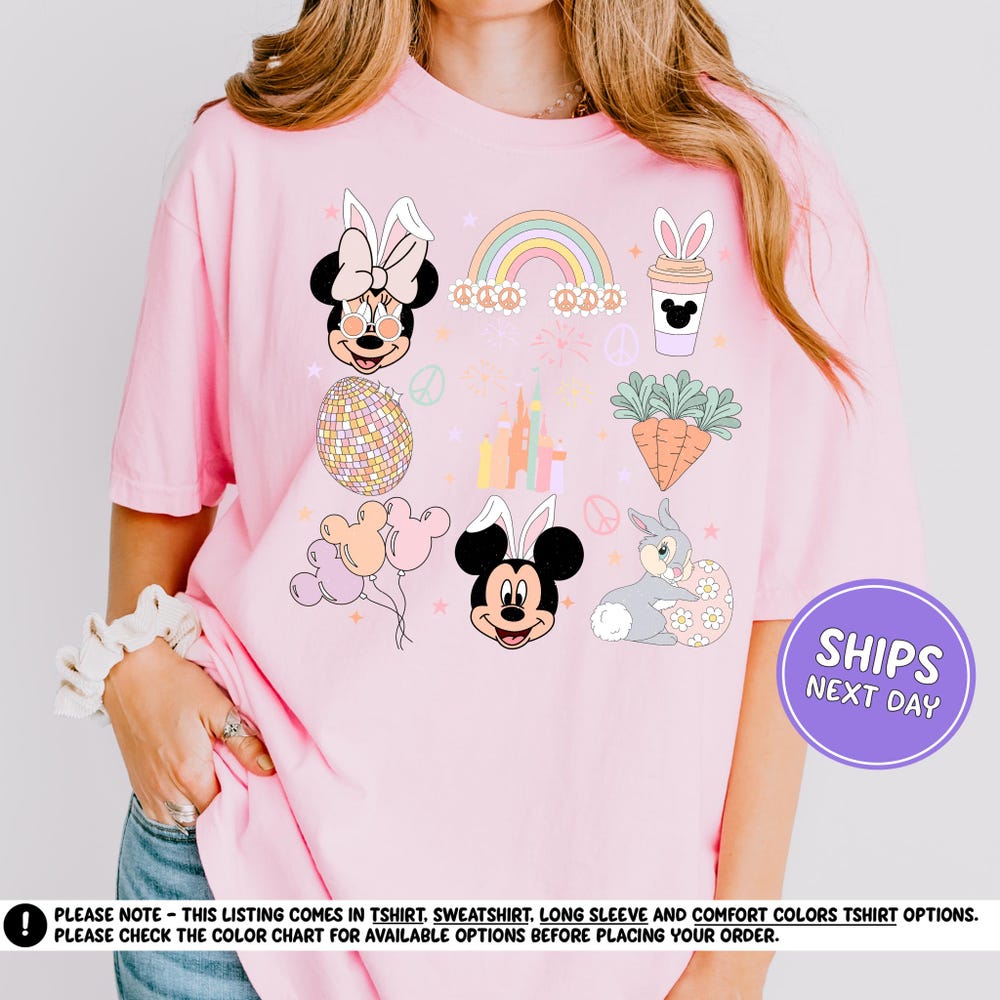 Easter Disney Mickey And Minnie Shirt Bunny Disney Easter Sweatshirt For Women Cute Easter Outfit Church Easter Shirt Easter Long Sleeve Teeshirtsummer