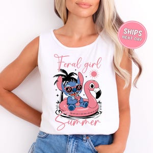 Stitch Feral Summer Tank Top Summer Disney Stitch Tank Top Feral Girl Summer Tank Top Walt Disney Stitch Top Stitch Pool Tank Top Stitch