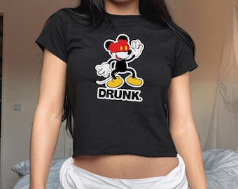 Funny Mickey Women Cropped Top Disney Mickey Mouse Funny Baby Tee Disneyland Y2K Aestethic Tee Disney Vacation Shirt