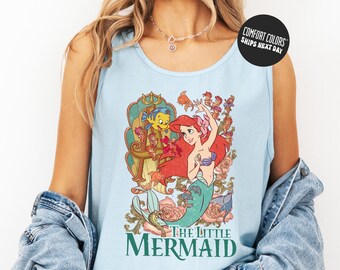 Retro Princess Ariel Tank Top Disney Princess Comfort Colors Shirt Disney Little Mermaid Girls 2026 Family Long Sleeve