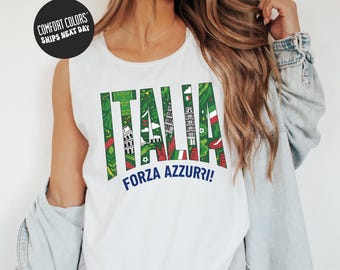 Italia Soccer 2026 Jersey Tank Top Forza Azzurr ! Fan Tank Top Soccer Fan Shirt Nation Cup Tee for Summer
