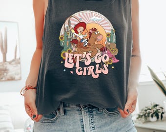 Go Girls ! Tank Top Toy Story Jessie Tank Top Toy Story Tank Retro Disneyland Tank Vintage Country Cowboy Tank Top Jessie & Bullseye Western