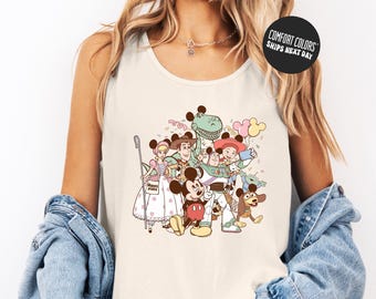 Disney Toy Story Tank Top Mickey and Friends Comfort Colors Shirt Buzz Lightyear Woody Tee Disneyland Vacation Jersey Tank Disney Retro Tee