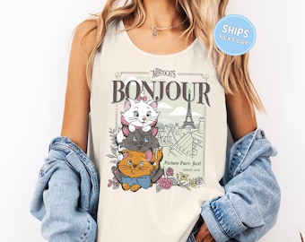 Retro Disney Aristocats Jersey Tank Top Disney Marie Cat Comfort Colors Tank Top Disney Women Sleeveless Tops Disneyland Family Trip