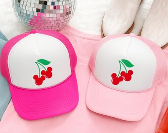 Minnie Mouse Cherry Hat Disney Minnie Mouse Trucker Hat Mickey and Minnie Lovely Hat Best Hat Gift for Women Cherry Minnie Mouse Trucker
