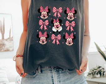 Disney Classic Minnie Mouse Tank Top Minnie Mouse and Coquette Elements Tank Top Disneyland Holiday Vacation Tank Disney Retro Tank