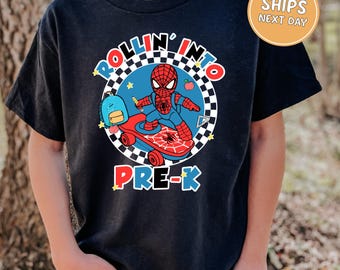 2026 Spider Pre-K Graduation Shirt for Kids Rollin' Into Pre-K Shirt Kids Graduation Shirt School Break Shirt for Kids Graduation for Boys