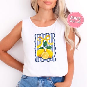 Fresh Lemon Summer Tank Top Lemon and Coquette Shirt Fruit Shirt Lemon Tank Top Summer Clothes Gifts for Her Lemon Shirt