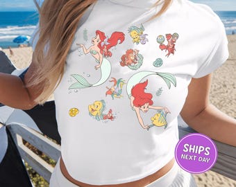 Princess Ariel Baby Crop Top Disney Beauty Fish Bella Canvas Baby Tee Disneyland Ariel Crop Top WDW Baby Crop Tee Family Vacation Shirts