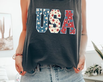 USA 4th of July Tank Top Oversized 4th Of July Tank Top July 4th Tank Top Patriotic Tank Top Womens Graphic Tees Women's 4th of July Tanks