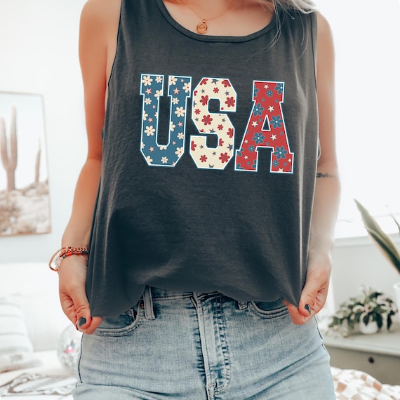USA 4th of July Tank Top Oversized 4th Of July Tank Top July 4th Tank Top Patriotic Tank Top Womens Graphic Tees Women's 4th of July Tanks