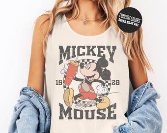 Disney Mickey Mouse Comfort Colors® Shirt Classic Mickey Mouse 1928 Tank Top Retro Mickey Est. 1928 Long Sleeve Disney Trip Mickey Shirt