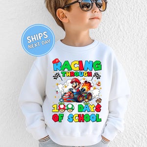 100 Days Of School Sweatshirt Mario 100 Days Of School Sweatshirt Mario Happy 100 Days Of School Sweatshirt Toddler Shirt Toddler Sweatshirt