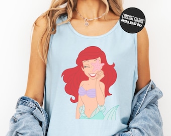 Disney Princess Ariel Tank Top Disney Mermaid Princess Comfort Colors Tank Top Disney 2026 Family Matching Tee Disney Characters Shirt