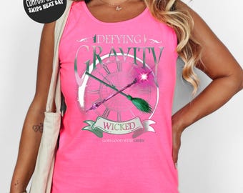 Defying Gravity Summer Tank Top Comfort Colors Retro Wicked Together We’re Unlimited Tee Broomstick Magic Wand Musical Shirts Wizard Movie