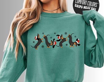 Christmas Dachshund T-Shirt Comfort Colors Christmas Dog Long Sleeve Dog Lover Shirt Dachshund Mom Shirt Dachshund Shirt Dog Lover Xmas Gift