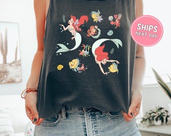 Princess Ariel Sea Tank Top Comfort Colors Tank Top Disney Princess Tank Disney Trip Tee Disney Ariel Summer Tank Top Disney Tank Top