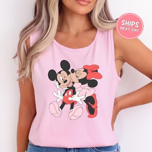 Mickey Minnie cute Tank Top Mickey Mouse And Minnie kiss cute  Tank Top Disney couples Tank Top Disney Holiday Vacation
