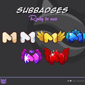 Twitch Sub Badges / Cheer Bit Badges letter M ready to use  all size 72,36,18