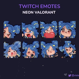 Niedliche Valorant Neon Emotes BUNDLE 8 Emotes | auf Twitch, Discord, Youtube