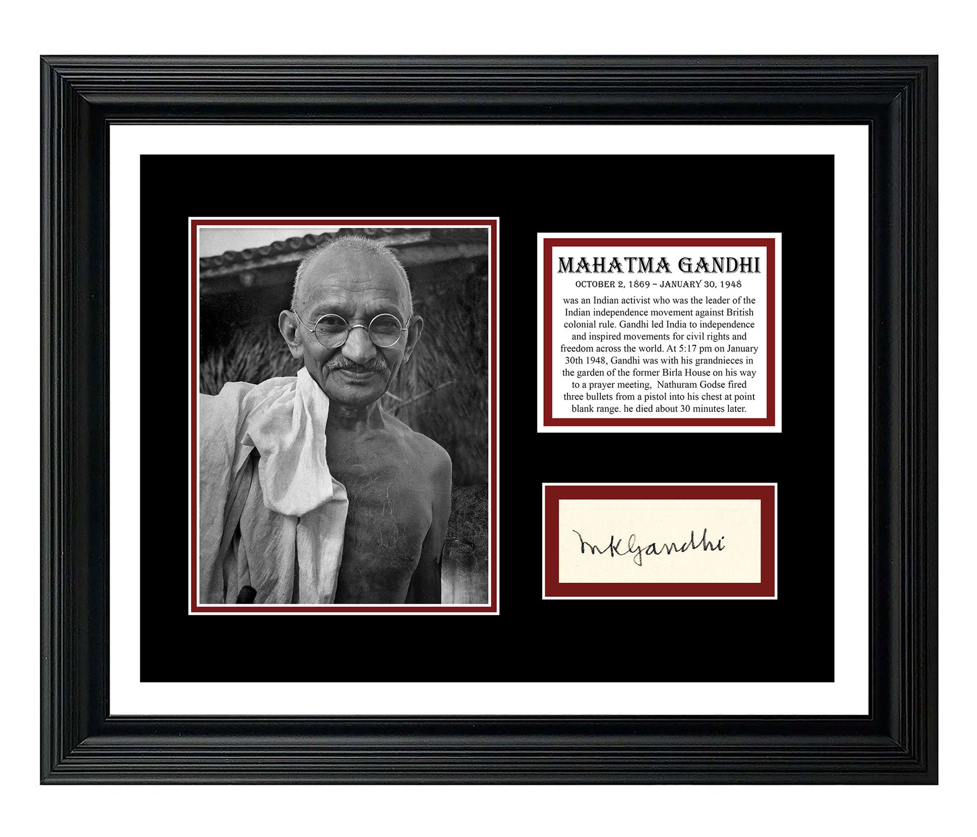 Mahatma Gandhi SIGNED CARD Replica Display Beautifully Etsy