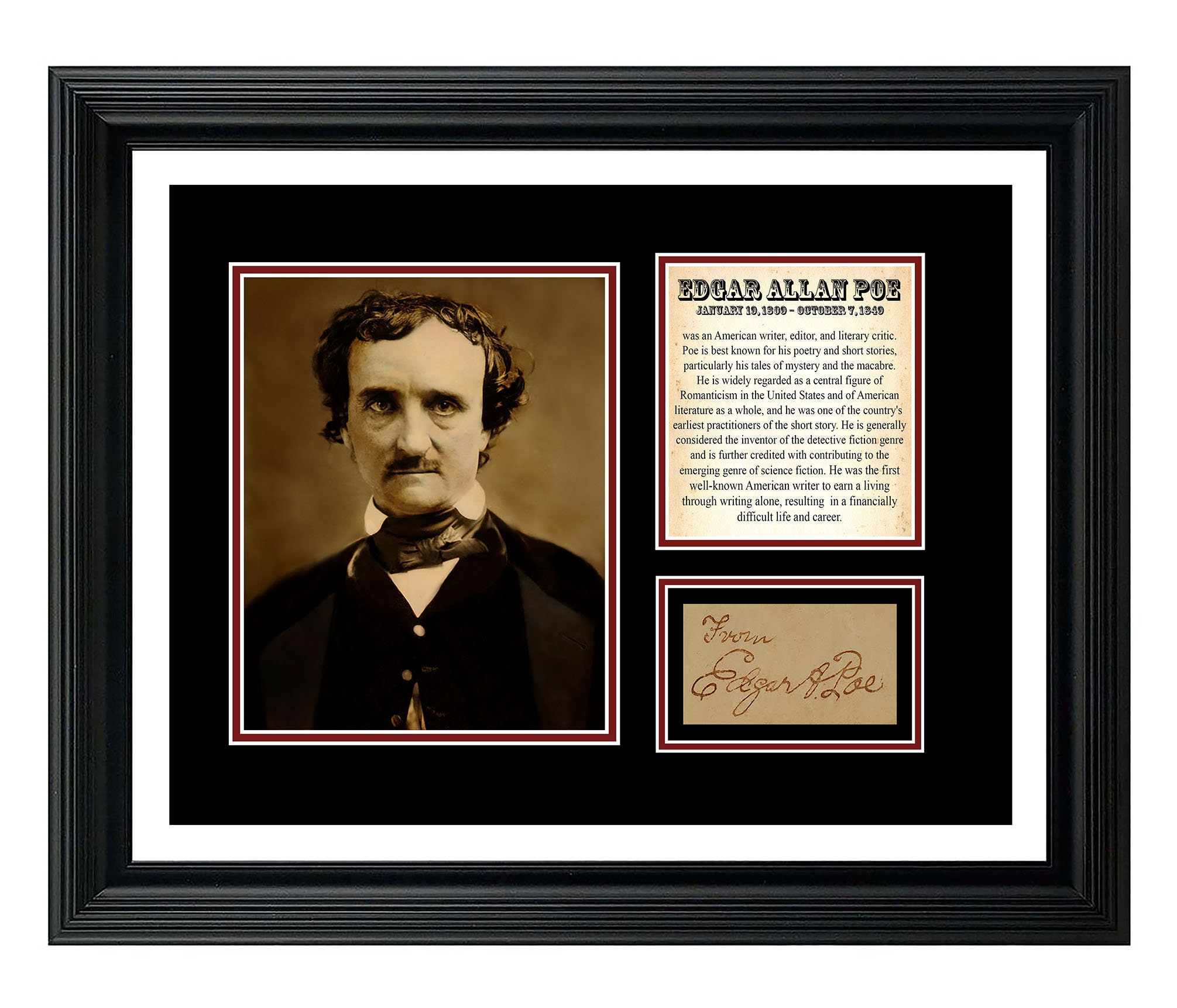 Edgar Allan Poe SIGNED CARD Replica Display beautifully Etsy