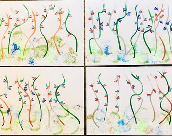 Original Art Placemats:  Ornamental Grasses (Set of 4)