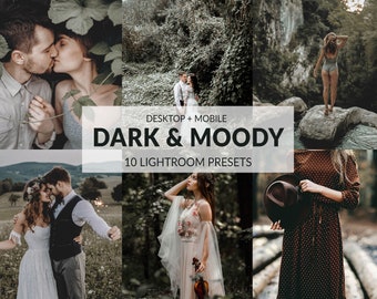 10 Dark & Moody Lightroom Presets | Mobile + Desktop | Moody, Deep Blacks, Blogger, Travel | Instagram Presets | Plus Adobe Camera Raw