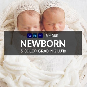 5 Newborn LUTs | Photo + Video | Bright, Soft, Maternity, Babies | ICC, CUBE, CSP, 3DL Formats Included | For Photoshop, Premiere & more