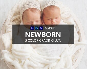 5 Newborn LUTs | Photo + Video | Bright, Soft, Maternity, Babies | ICC, CUBE, CSP, 3DL Formats Included | For Photoshop, Premiere & more