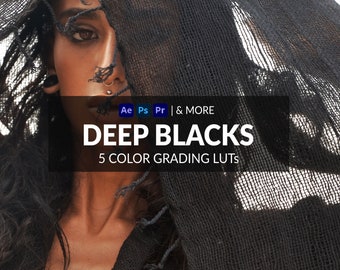 5 Deep Blacks LUTs | Photo + Video  | Moody, Dark Tones | CUBE, ICC, 3DL, CSP Formats Included | Photoshop, Premiere, After Effects, & More