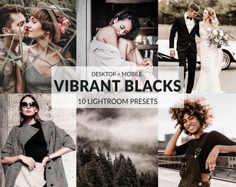 10 Vibrant Blacks Lightroom Presets | Mobile + Desktop | Moody, Deep Blacks, Blogger, Travel | Instagram Presets | Plus Adobe Camera Raw