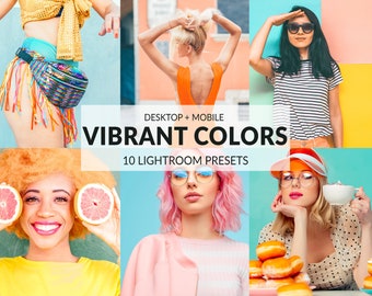 10 Vibrant Colors Lightroom Presets | Mobile + Desktop | Rich Colors, Bright, Travel, Blogger | Instagram Presets | Plus Adobe Camera Raw