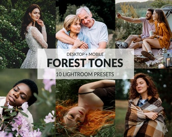 10 Forest Tones Lightroom Presets | Mobile + Desktop | Moody, Dark Tones, Deep Greens, Blogger | Instagram Presets | Plus Adobe Camera Raw