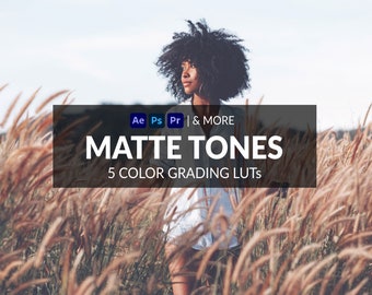 5 Matte Tones LUTs | Photo + Video | Moody, Muted Tones, Travel | ICC, CUBE, CSP, 3DL Formats Included | For Photoshop, Premiere & more