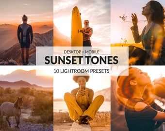 10 Sunset Tones Lightroom Presets | Mobile + Desktop | Vibrant, Moody, Warm, Blogger, Travel | Instagram Presets | Plus Adobe Camera Raw