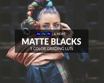 5 Matte Blacks LUTs | Photo + Video | Dark, Matte, Urban, Muted | ICC, CUBE, CSP, 3DL Formats Included | For Photoshop, Premiere & more