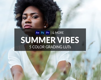 5 Summer Vibes LUTs | Photo + Video | Bright, Travel, Blogger | ICC, CUBE, CSP, 3DL Formats Included | For Photoshop, Premiere & more