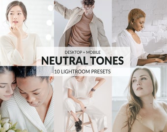 10 Neutral Tones Lightroom Presets | Mobile + Desktop | Bright, Clean, Soft, Blogger, Travel | Instagram Presets | Plus Adobe Camera Raw