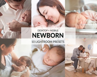 10 Newborn Lightroom Presets | Mobile + Desktop | Soft, Bright, Clean, Indoor, Maternity, Family | Instagram Presets | Plus Adobe Camera Raw