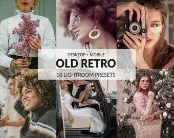 10 Old Retro Lightroom Presets | Mobile + Desktop | Warm, Vintage, Moody, Blogger, Travel | Instagram Presets | Plus Adobe Camera Raw