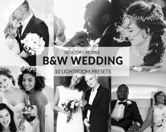 10 B&W Wedding Lightroom Presets | Mobile + Desktop | Deep Blacks, Matte, Wedding, Engagement | Instagram Presets | Plus Adobe Camera Raw