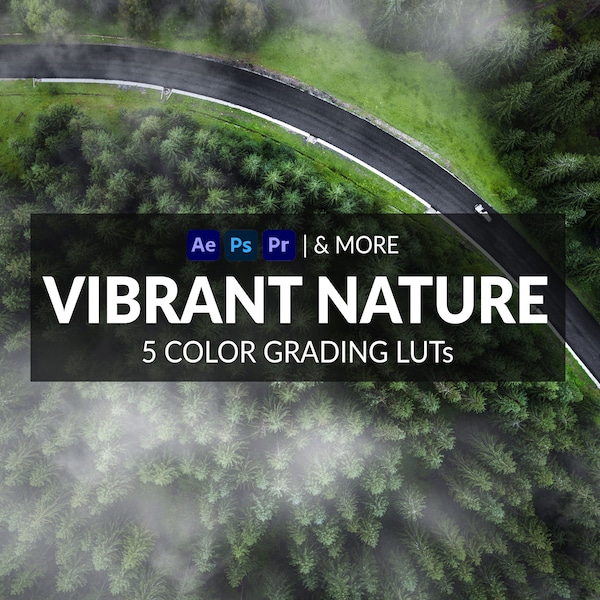 5 Vibrant Nature LUTs | Photo + Video | Bright, Vibrant, Landscape | ICC, CUBE, CSP, 3DL Formats Included | For Photoshop, Premiere & more