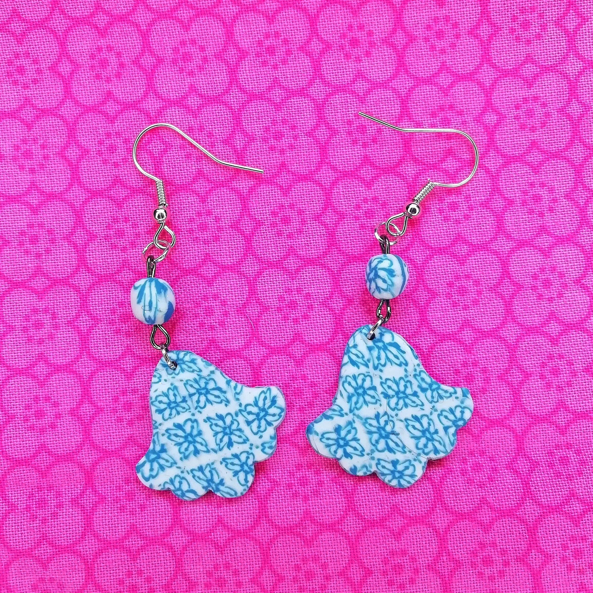Porcelain Patterned Clay Earrings Etsy