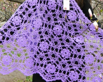 Crochet mohair shawl/Crochet shawl рurple/Warm knitted shawl/Warm Women Accessories/Wedding Shawl And Wrap/Hand Knitted Shawls/Gift for Her