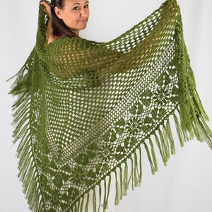 Shawl knitted  mohair /Green Crochet Shawl / Warm knitted shawl / Warm Women Accessories / Bridal Wrap / Evening Cape / Wedding shawl