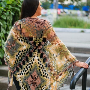 Large Mohair Shawl/ Crochet Triangle Shawl/Wedding Shawls & Wraps/Hand Knitted Lace Shawls/Perfect Gift for Her/Crochet shawl/Melange Shawls